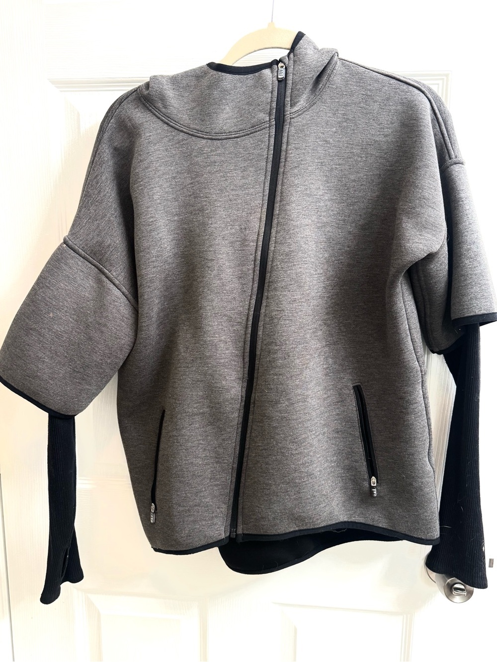 Abercrombie & Fitch Gray Zip Hoodie with Black Accents